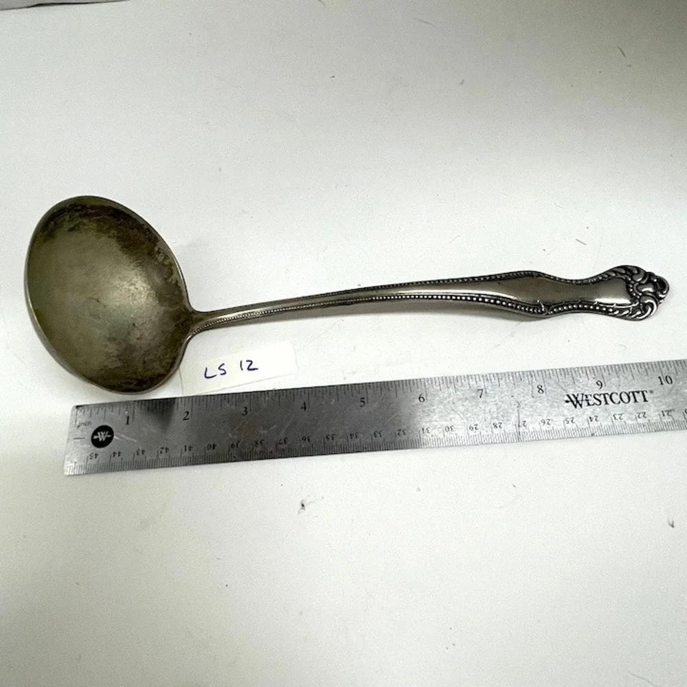 Vintage Extra Plate Silver Gravy Ladle Ornate Countess Pattern Sauce Spoon LS12